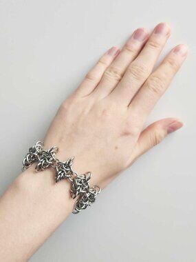 Gothic chunky silver spikes bracelet